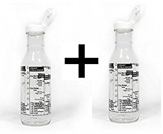 Norpro Glass Salad Dressing Shaker Maker Mixer Bottle Cruet & Recipes 2-Pack