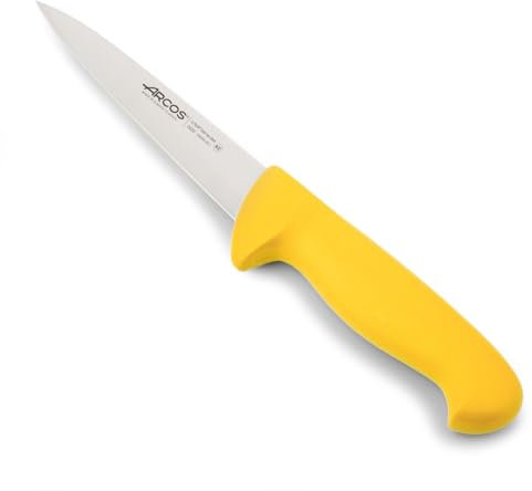 Arcos Serie 2900 - Coltello Scannare Coltello Macellaio Coltello Bistecca - Lama Acciaio Inossidabile Nitrum 150 mm - Manico Polipropilene Colore Giallo