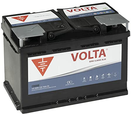 Bateria de Coche Volta CB800D, 80Ah 760A para Automóvil de turismo - Borne +Dcha - Medidas 278 x 175 x 190 mm, 2 años de Garantía - Fabricación Europea.
