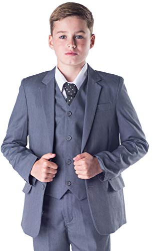 Boys Suits Boys Grey Suit 5 Piece Wedding Party Formal Outfit Prom (8/9 Years)