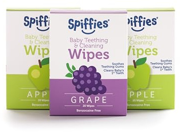 Spiffies Xylitol Baby Tooth Wipes - Apple & Grape, Fluoride-Free, 60ct