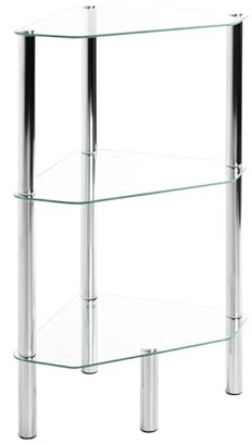 HAKU Möbel Regal Chrom, Metall, Sicherheitsglas - Maße: B 45 cm x H 77 cm x T 32 cm, Style: Modern