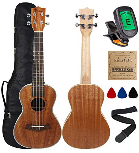 Kulana Deluxe Ukulele, Mahagoni Holz mit Binding und Aquila-Saiten + Gigbag Konzert