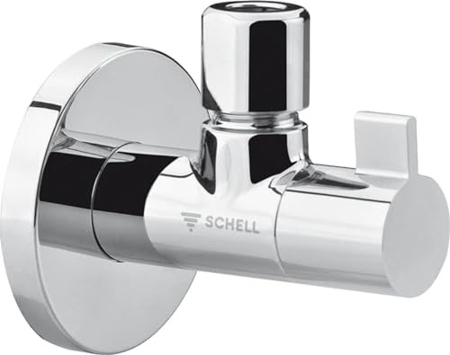 Schell 53920699 Robinet équerre WING avec valve design en laiton et poignée en plastique, raccord conique avec compteur de longueur 15G 1/2AG x DN 10G 3/8AG Chromé