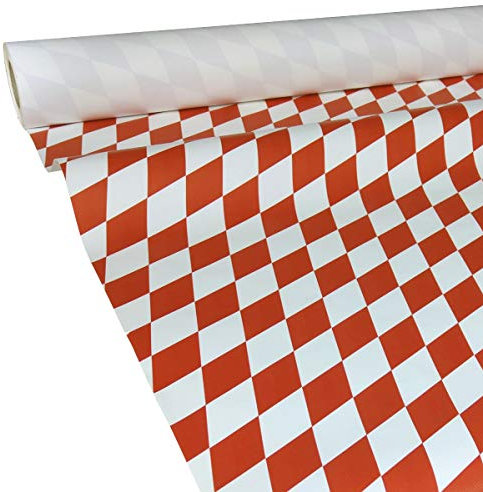 JUNOPAX Papiertischdecke 50m x 1,15m Raute rot-weiß