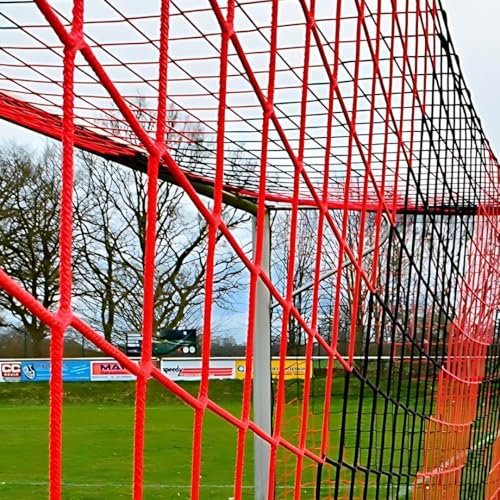 Fußball Jugend Tornetz Fußballtornetz 5,15 m x 2,05 m Tiefe Oben 0,80 unten 1,50 m zweifarbig Fußballnetz PP 4 mm Farbe Schwarz/Rot