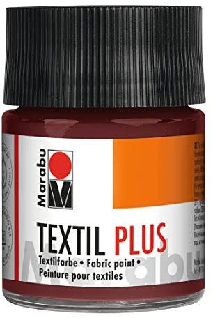 Marabu Textil PLUS Stoffmalfarbe 50ml für helle und dunkle Textilien, Mischgewebe bis 20% Kunstfaser, deckend, wasserbasiert, auftragbar mit Pinsel, Schwamm, Stupfpinsel, waschbar bis 40°C Mittelbraun