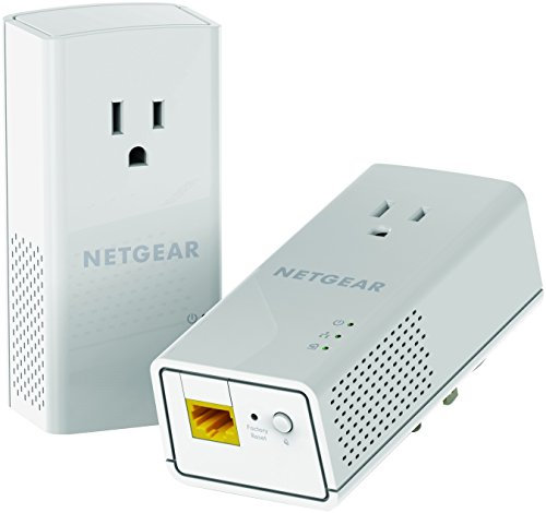 NETGEAR Powerline adapter Kit, 1200 Mbps Wall-plug, 1.2 Gigabit Ethernet Ports with Passthrough + Extra Outlet (PLP1200-100PAS)