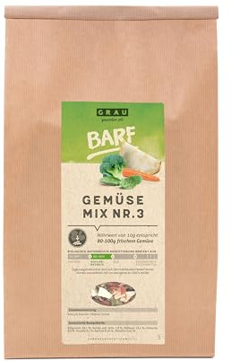 GRAU – das Original – Trockengemüsemischung zum BARFen für Hunde - Gemüsemix Mischung Nr. 3, 1er Pack (1 x 1,2 kg), Ergänzungsfuttermittel für Hunde