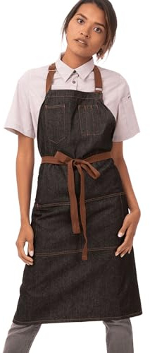 Chef Works Unisex Memphis Bib Apron, Black, One Size