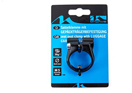 Sattel Schelle Klemme M-Wave mit Gepäckträger Befestigung Ösen 34,9mm Alu schwarz