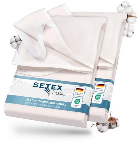 SETEX – 2x Molton Matratzenschoner 100x200 Doppelset – Matratzenauflage für Bettmatratzen 15-22cm Höhe – Matratzenschutz Fixspannauflage mit Eckgummis – STANDARD 100 by OEKO-TEX geprüft & zertifiziert