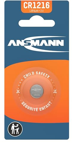 ANSMANN CR1216 Coin Battery [Pack of 1] Lithium 3V Button Cell Ideal For Small Clocks, Cameras, Keyless Remotes, Calculators, and Small Toys