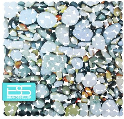 Brandsseller Duschmatte rutschfest 53x53 cm – PVC Duscheinlage mit Saugnäpfen, waschbar, antibakteriell & schimmelresistent – Antirutschmatte für Dusche – Design: Steine