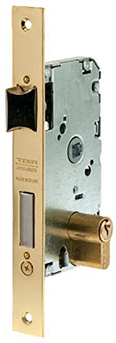 Tesa Assa Abloy, 20104PHL, Cerradura de embutir para puertas de madera, Función de entrada, Acero Latonado