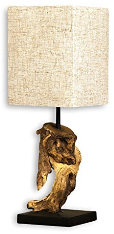 levandeo Lampe Tischlampe/Tischleuchte aus recyceltem Holz - Design Holzlampe Treibholz 15x15cm 45cm hoch - Jede Lampe EIN Unikat naturbelassenes Massivholz