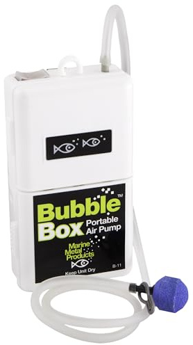 Marine Metal B-11 Bubble Box Live Bait Aerator, Water Resistant Air Pump, Portable & Battery Powered