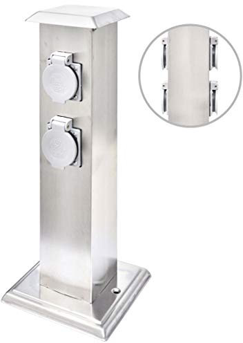 vidaXL Steckdosensäule Edelstahl 4-Fach IP44 Gartensteckdose Außensteckdose