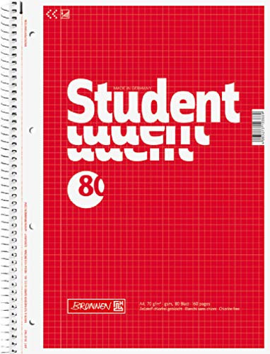 BRUNNEN Collegeblock Student | A4, Lineatur 22, 80 Blatt, rot