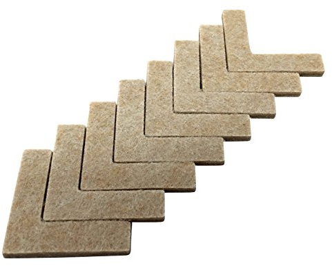 Shepherd Hardware 9816 1-1/2-Inch Heavy Duty Self-Adhesive Felt Corner Furniture Pads, 8-Pack, Beige