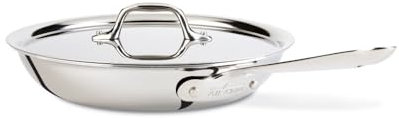 All-Clad D3 Fry Pan with Lid, 10 Inch Pan, Dishwasher Safe Stainless Steel Cookware, Silver