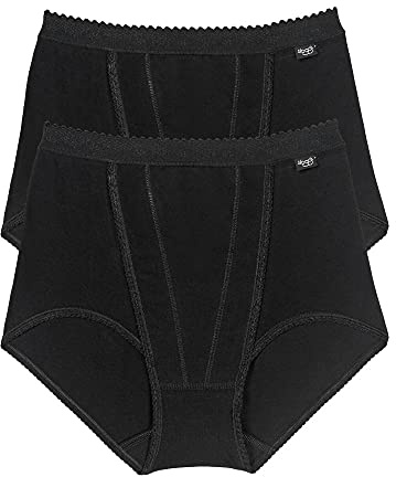Sloggi Women Maxi 2 Pack Control Knickers, Black, 14 UK