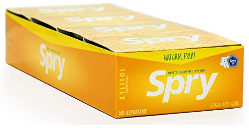Spry Fresh Natural Xylitol Chewing Gum Dental Defense System - Aspartame-Free, Sugar-Free, Non-GMO, Gluten-Free (Fresh Fruit, 10 Count Blister Cards - Pack of 20)