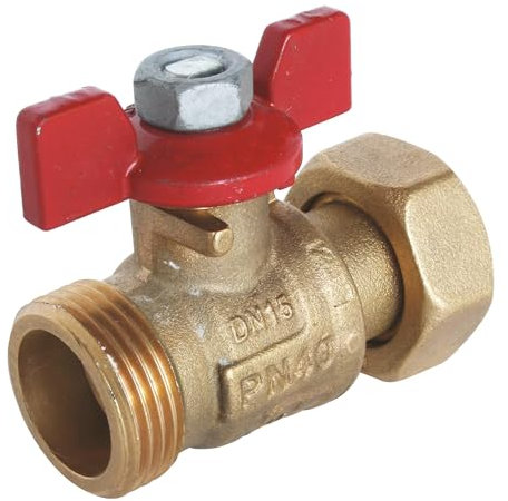 SOMATHERM FOR YOU, Vanne à sphère Mâle 1/2 avec écrou tournant et manette papillon 1/4 tour en laiton brut, norme ACS, idéale pour isoler installations sanitaires et chauffage