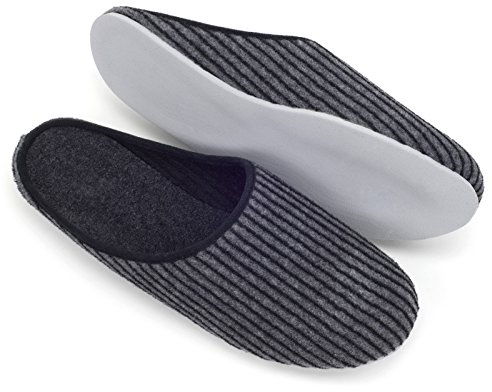 Pantoffelmann Chaussons en feutre avec semelle en caoutchouc I Gris I Pointure 43 I Antidérapants & confortables I 100 % feutre I Respirants & chauds I Unisexe
