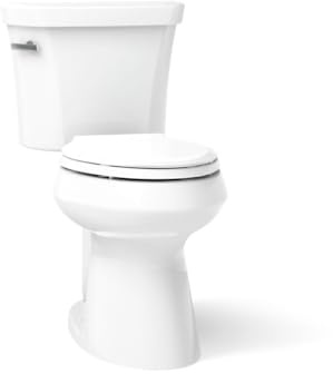 KOHLER K-76301-0 Highline Concealed Trapway Comfort Height Two-Piece Elongated 1.28 GPF Toilet with Class Five Flush Technology and Left-Hand Trip Lever, White
