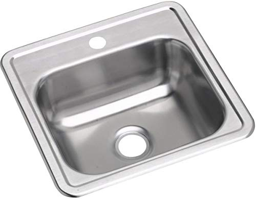 Elkay D115151 Dayton Single Bowl Drop-in Stainless Steel Bar Sink 15 x 15 with 2 Drain Hole