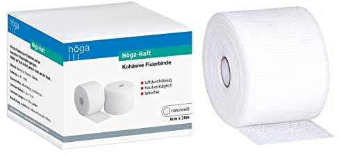 Höga fastspänd, kohäsiv självhäftande elastisk fästrem, 8 cm x 20 m, naturvit, 1 st.