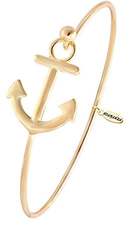 NOUMANDA Women's Nautical Jewelry Sailor's Anchor Easy Open Hook Bracelet Bangle (gold)