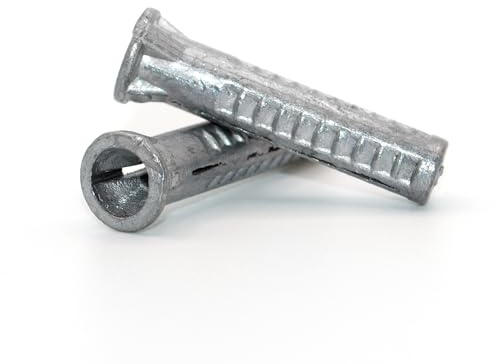 ASMC Industrial #10-14 x 1 1/2 Wood Screw Anchor - Heavy Duty Wall Anchors for Wood, Drywall, Concrete, Bricks, & Masonry, Self Drilling Anchor Screws, Mounting Screws, Metal Lead Alloy - Pack of 100