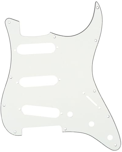 Musiclily 11 Hole SSS Strat Pickguard Scratch Plate for Fender USA/Mexican Standard Stratocaster Modern Style Electric Guitar, 3Ply Parchment