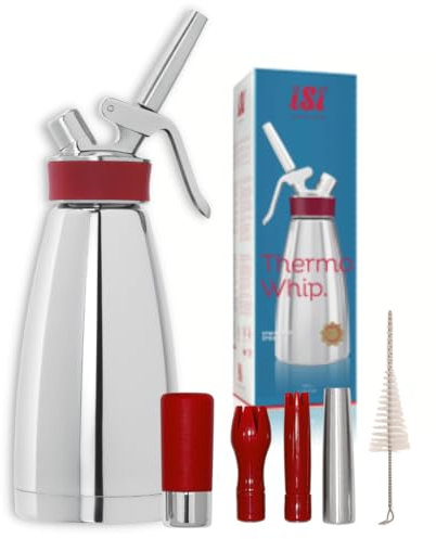 ISI 1801 Thermo Whip realizzato in acciaio inox termoissolato, funzionamento con capsule di crema per panna, salse calde e fredde, zuppe, espumanti e dessert, 500ml