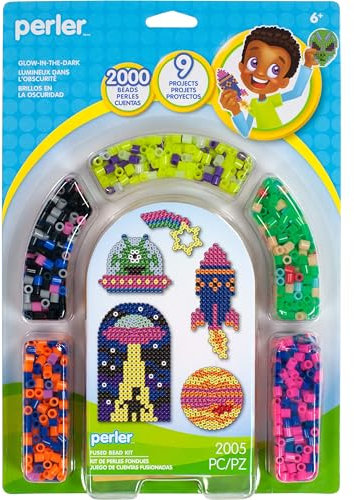 Perler Beads 'Outer Space' Glow in the Dark Fuse Bead Activity Kit for Kids Crafts, 2004 pcs Multi Coloured 80-62987