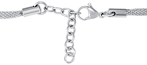 Quiges dam flätad kedja rostfritt stål med karbinhake utan berlock (42,5 + 4 cm) i olika färger e rostfritt stål, colore: silver, cod. EPK065