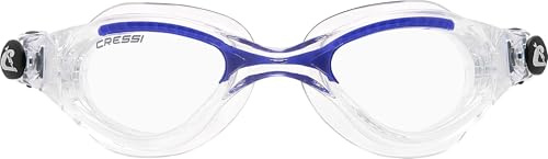 Cressi Flash Goggles Clear/Clear Blue, Lunettes de Natation pour Homme avec Oculaire Séparé Anti-buée, Anti-rayures et Verres Anti-UV, Transparent/Bleu_Lentilles Claire, Taille Unique