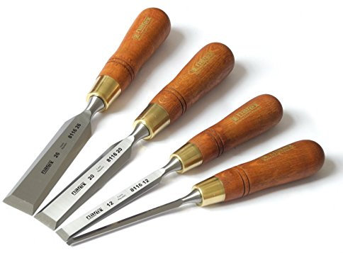 Narex Premium Meißel-Set mit abgeschrägten Kanten und gebeiztem Hainbuchenholz, gewachste Griffe, 4-teiliges Set