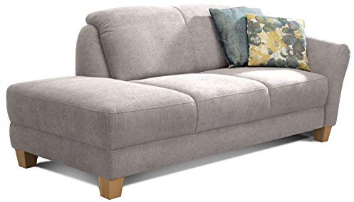 CAVADORE Recamiere Gootlaand, Recamiere mit Federkern und Armteil rechts im Landhausstil, 194 x 84 x 91, hellgrau