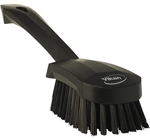 Vikan 41929 Stiff Washing / Scrubbing Hand Brush, Short Handle, 270mm (Black)