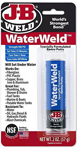 J-B Weld Waterweld Epoxy Putty for Repairs, Gray, High Viscosity