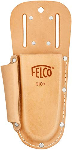 FELCO 910+ Etui (Holster aus Echtleder für Gartenschere + Schleifstein, Tasche inkl. Schlaufe + Klammer zur Befestigung am Gürtel), 35x15x5 cm