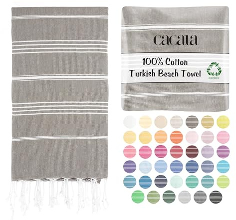100% Cotton Turkish Towel Pestemal Peshtemal Fouta Bath Towel Hamam Bathrobe Spa Pool Massage Sauna Beach Yacht Gym Fitness Kitchen Yoga Baby Towel Picnic Blanket 100% Cotton Table Throw Sarong 95x180 cm Unisex Striped Light Brown