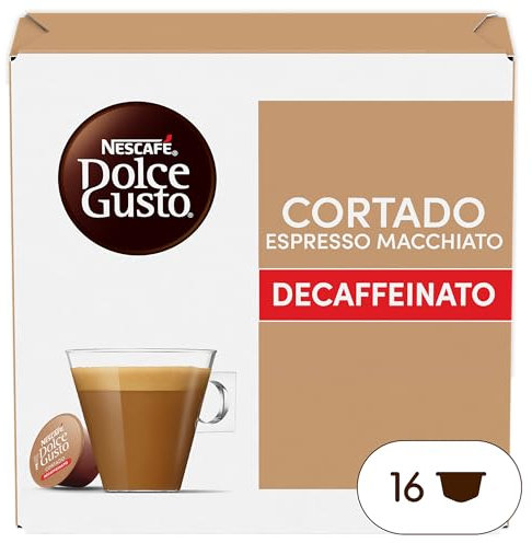 BOX OF NESCAFE DOLCE GUSTO CORTADO DECAF DECAFFEINATED COFFEE PODS