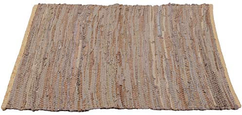 Bestlivings Flickenteppich Rund 70 x 180 cm aus handgewebter Baumwolle in Leder Beige - viele Variationen