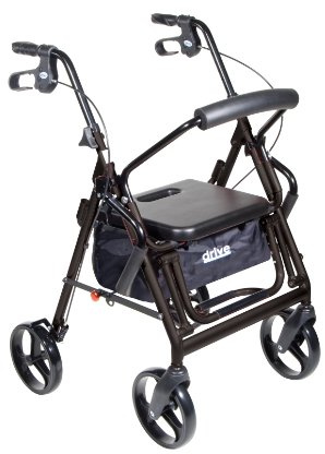 Drive Medical 795BK Duet Folding Transport Wheelchair and Rollator Walker, Black