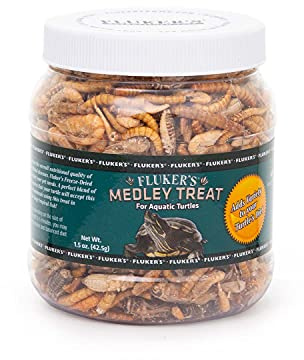 Fluker's Medley Treat for Aquatic Turtles, River Shrimp, Mealworms, and Crickets, 1.5 oz