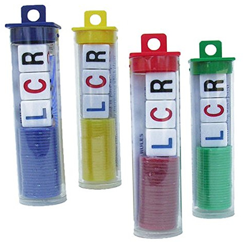 LCR Left Center Right Dice Game - 4 Sets - (Assorted Colors)